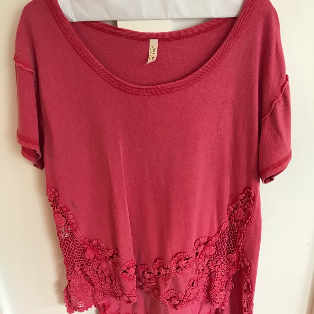 Red Crotchet Free People Top